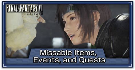 ff7 missable characters|Missable Items, Events, and Quests .